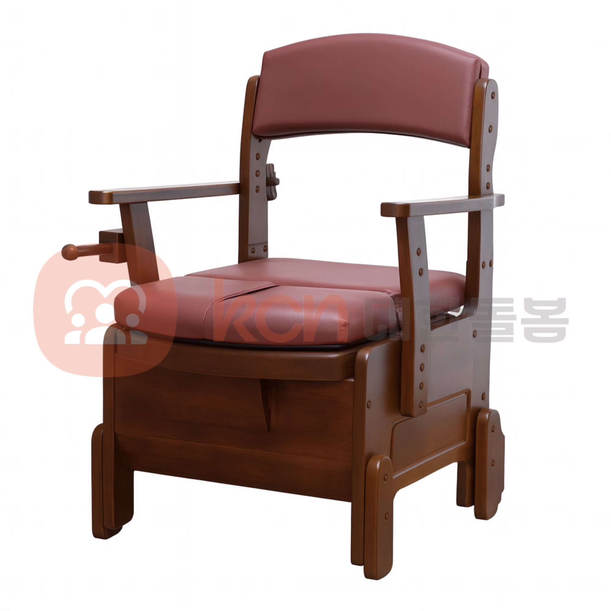 편안한 나무 의자와 팔걸이