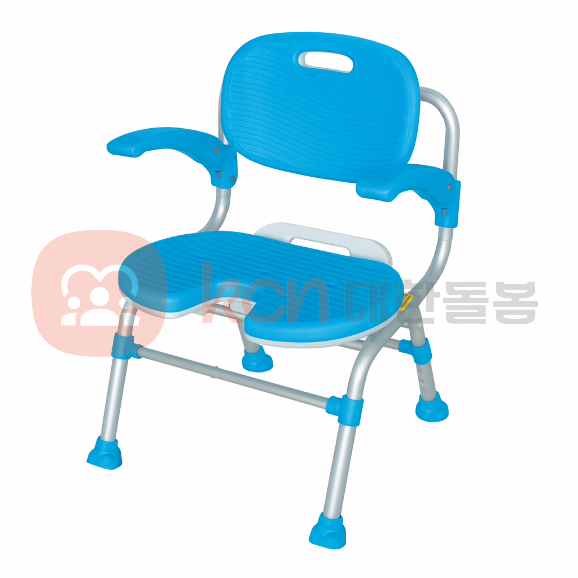 파란색 접이식 의자입니다.