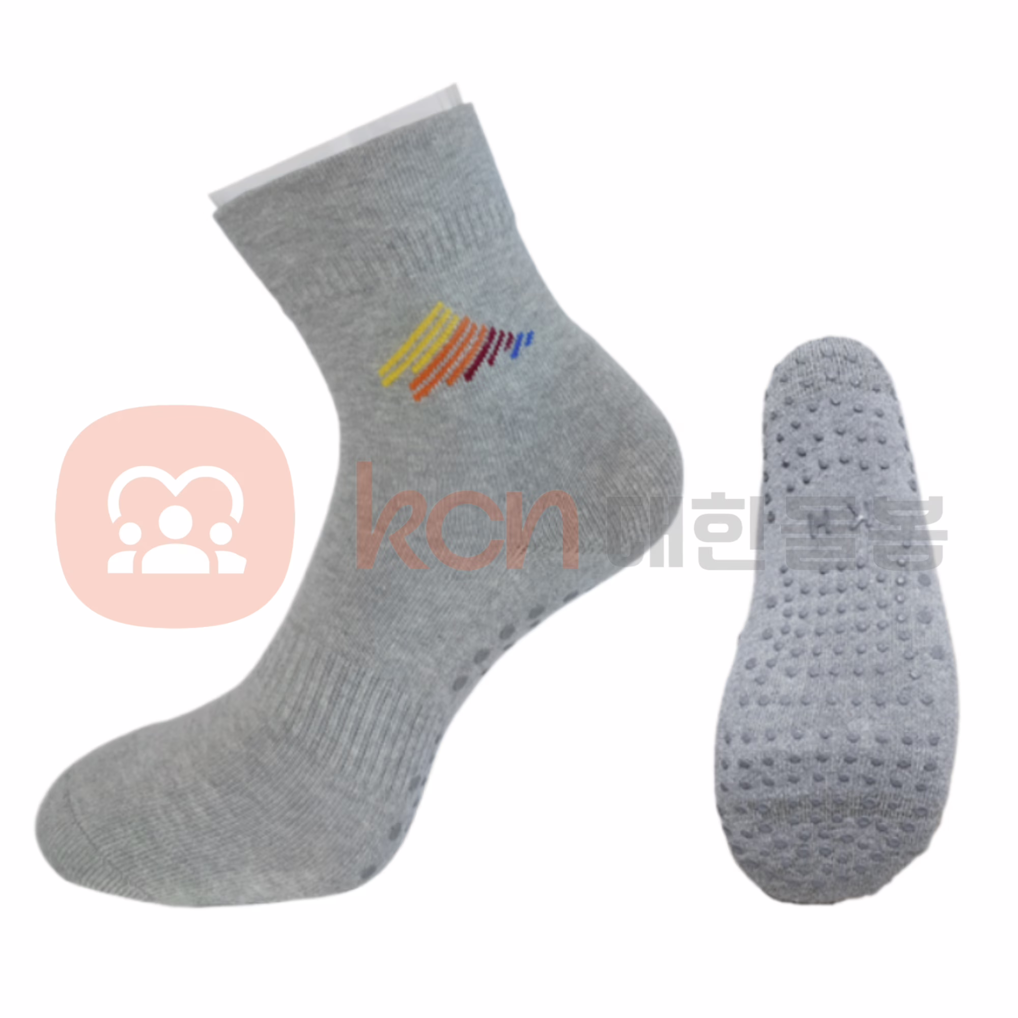 KHP-106 미끄럼방지 양말 – 뒤꿈치 쿠션형 안전양말 1 회색 양말과 미끄럼 방지 바닥