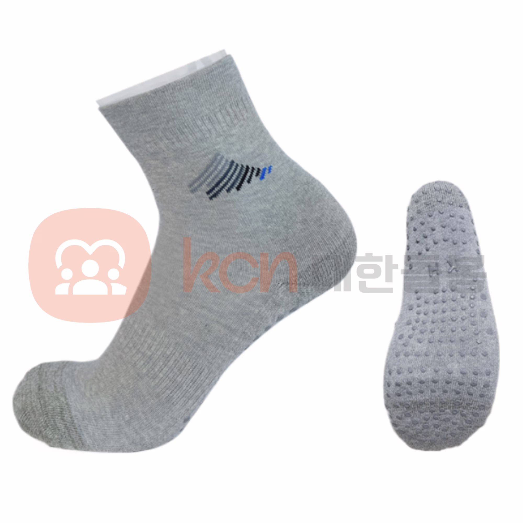 KHP-107 미끄럼방지 양말 – 뒤꿈치 쿠션 적용 복지용 안전양말 1 회색 양말과 고무 밑창
