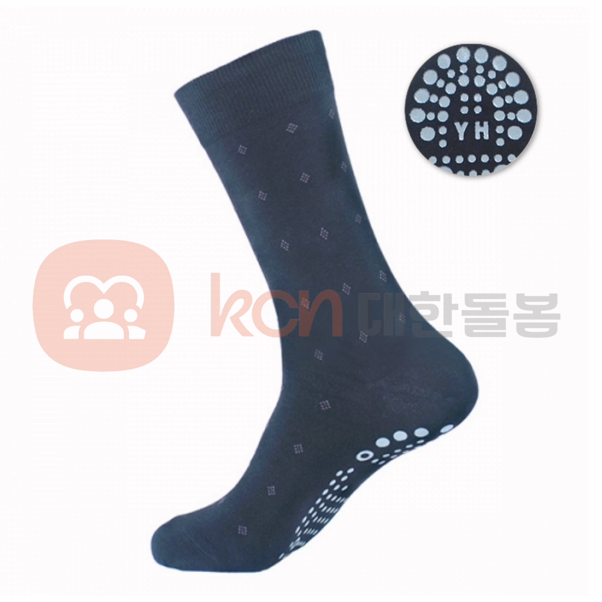 YH-001 미끄럼방지 실내 양말 – 안전한 실내 보행을 위한 복지용 양말 1 검은색 양말, 점무늬 디자인