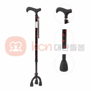 복지용 여자 지팡이 백건 02 – 고급 카본과 PU 손잡이, 4점 다지지대로 안정적인 여성용 지팡이