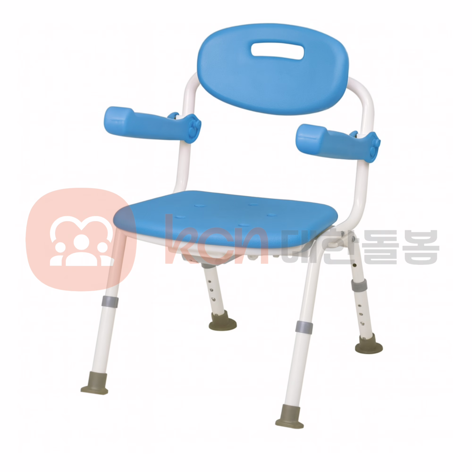 파란색 손잡이가 있는 의자