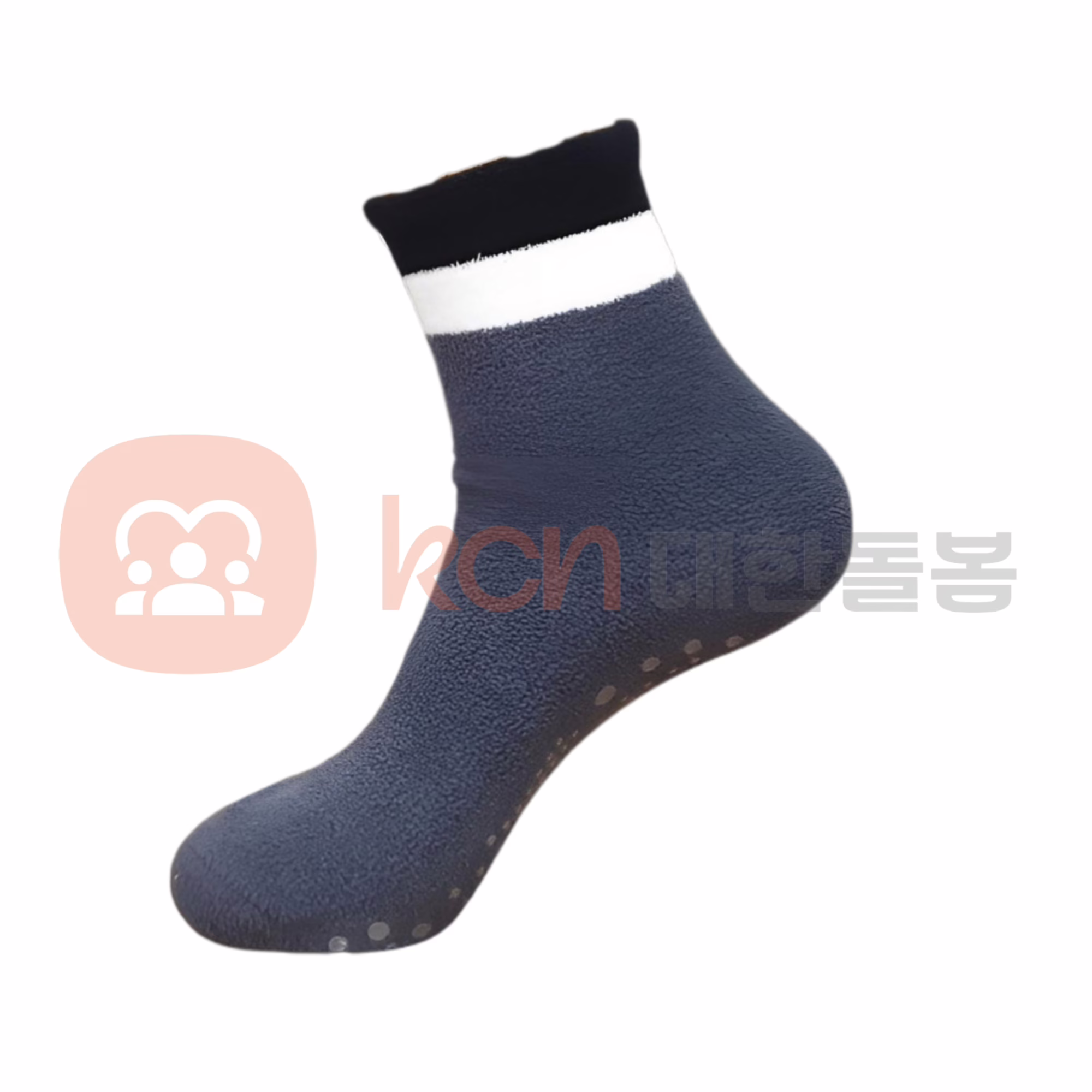 YH-805 미끄럼방지 실내 양말 – 복지용 미끄럼방지 양말 1 회색 양말, 흰색 줄무늬