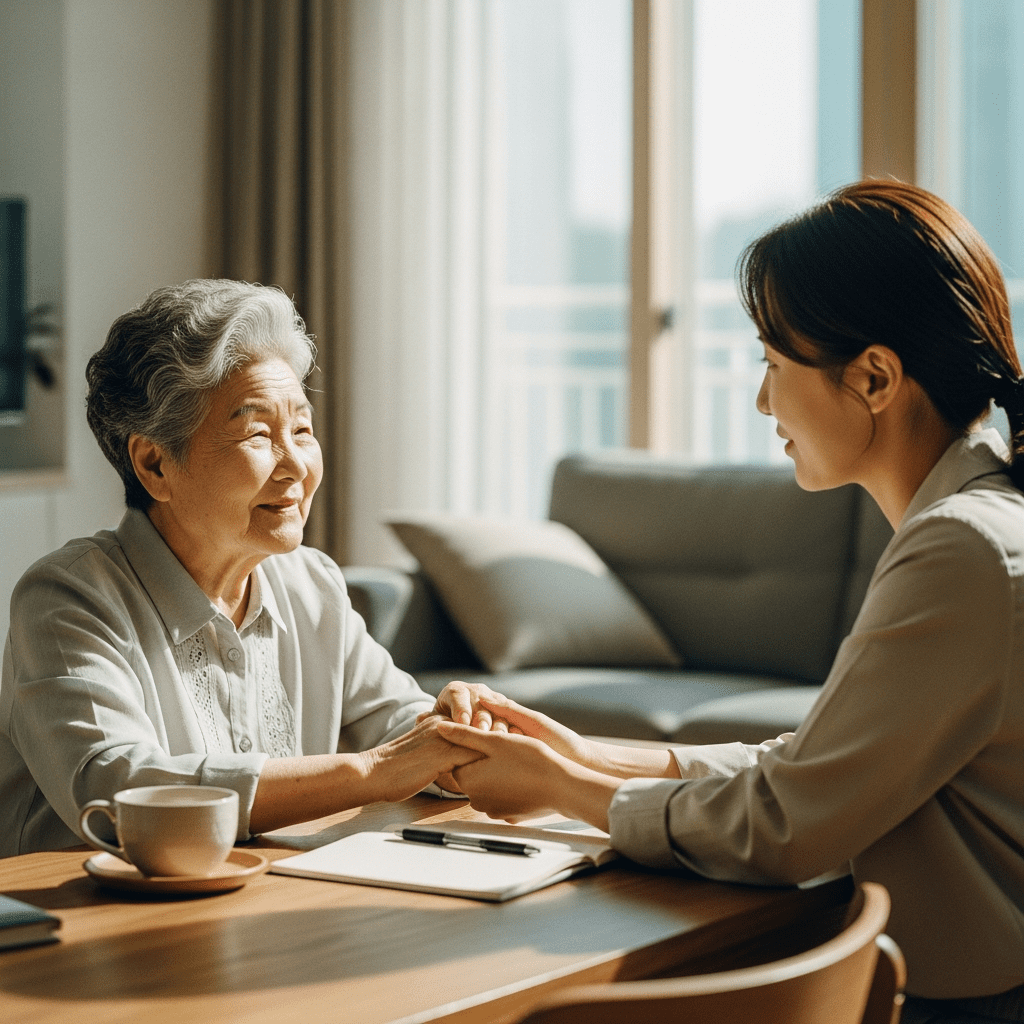 따뜻한 대화와 손길의 순간